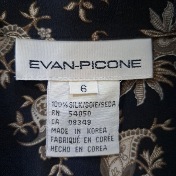 EVAN PICONE Shirt Women's 6 Button Up Long Sleeve blouse 100% SILK - Picture 9 of 10